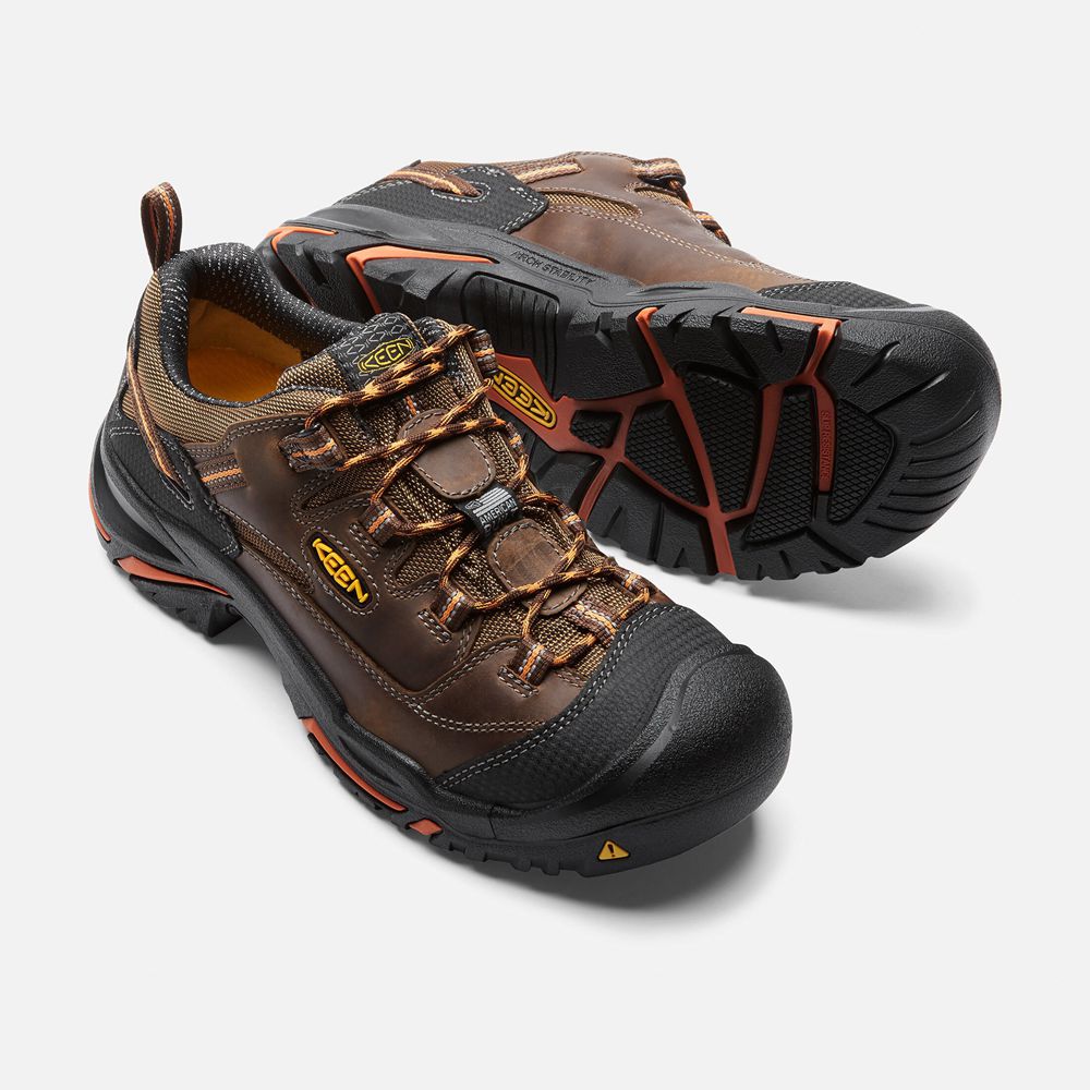 Keen Werkschoenen Heren Bruin/Oranje - Braddock Laag (Soft Toe) - 67812-WYIB